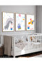Cute Zebra Rabbit and Bird 3 Piece Wooden Framed Painting Act - 2