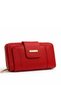 Women's Red Zippered Wallet with Leather-Look Card Slots, Large Size, Stylish Hand Wallet - 4