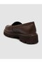 100% Genuine Leather Brown Thick Sole Women's Loafer Shoes - 5