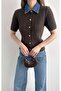 Soft Textured Wool Blend Knit Cardigan with Jean Collar - 2