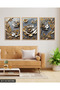 Gold Leaf Silver Flower 3 Piece Wooden Framed Painting Act - 3
