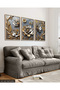 Gold Leaf Silver Flower 3 Piece Wooden Framed Painting Act - 2