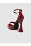 Platform Heeled Burgundy Strappy Women's Shoes - 5