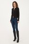 Women's Black Zippered Polo Collar Knitwear Cardigan 50317375-Vr046 - 4