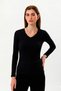 Organic Cotton Black Women's Long Sleeve V-Neck Blouse