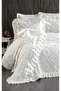 Sonay Single Bedspread Set Ecru Color (1.80*2.50) with Ruffle Details