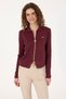 Women's Burgundy Zippered Polo Collar Knitwear Cardigan 50317375-Vr177