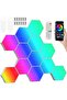 قطع الواح اضاءة ليد سداسية ذكية تعمل بجهاز تحكم وتطبيق، اضاءة العاب RGB مع مزامنة موسيقية 12 قطعة