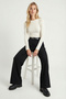Belted Wide Leg Stretch Knit Trousers Lzv0045 Black - 2