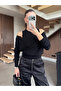 Black Bodysuit Cardigan Two-Piece Set - 251021 - 3