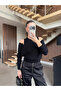 Black Bodysuit Cardigan Two-Piece Set - 251021 - 2