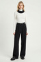 Belted Wide Leg Stretch Knit Trousers Lzv0045 Black - 3