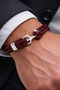 Deep Burgundy Core – Burgundy Genuine Leather Men's Bracelet-50-674