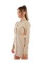 Women Camel Cut Out Bodycon Shirt Dress - 5