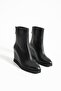 Women's Genuine Leather Wedge Heel Boots Black - 3