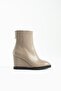 Women's Genuine Leather Wedge Heel Boots Mink - 2