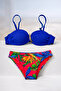 Women's Cobalt Blue Stone Embroidered Buckle Accessory Lined Bikini Set Hzl25S-Lc208 - 2
