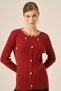 Women's Pearl and Beyoğlu Detailed Knitwear Cardigan Red 25090 - 2