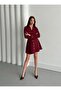 Burgundy Gold Button Belted Dress - 250367