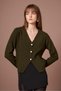 Women's Button Detail V-Neck Cardigan Khaki 25264 - 2