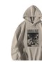Unisex Krem Oversized Hoodie - Dopamax Astronout Turkish Fight Printed 3 İplik Ş Fleece-Lined Sweatshirt - 3