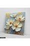 White Flower with Gold Leaves One Piece Square Canvas - Canvas Painting - 2