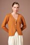 Women's Button Detail V-Neck Cardigan Saffron 25264 - 2