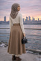 Women's Hijab Suede Flared Maxi Skirt - 4
