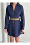 Navy Blue Gold Button Belted Dress - 250367 - 2