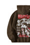 Unisex Brown Oversized Hoodie - Frieren Beyond Journey Anime Printed 3 Thread Ş Fleece-Lined Sweatshirt - 3