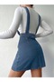 Front-buttoned skirted dark blue gardener dress - 5