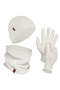 Winter Set 70% Merino Wool Thermal Beanie Neck Collar and Gloves 3-Piece Winter Set - Ecru