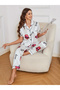 Women Graphic Print Short Sleeve Shirt and Pyjama Set - 4
