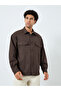 قميص رجالي بني مطرز قصة فضفاضة - 3