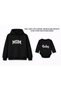 Mom Baby Printed Black Hooded Sweatshirt Baby Long Sleeve Bodysuit Combination