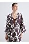 Shawl Collar Patterned Oversize Women's Kimono - 4
