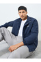 Men Navy Solid Zip-Up Regular Jacket - 3