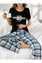 Women Black Graphic Print T-Shirt and Pyjama Set - 4