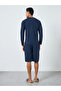 Men Blue Long Sleeve T-Shirt and Shorts Pyjama Set - 5