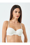 White Solid Textured Padded Wired Bra