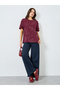 Women Burgundy Bow Print Oversized T-Shirt - 2