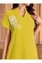 Women Floral Patch Detail Open Collar Maxi Dress - 4