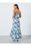 Women Floral Print Strapless Maxi Dress - 5
