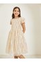 Girls Gold Sequin Belted Short Sleeve Dress - 2