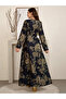 Women Floral Print Jalabiya with Side Tie-Up - 2