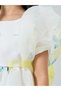 Girls Yellow Floral Print Puff Sleeve Dress - 3