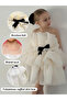 Girls White Bow Detail Ruffled Layered Dress - 6