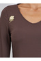 Women Brown Ribbed Knit Maxi Dress - 4