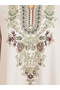 Women Beige Embellished A-Line Maxi Jalabiya - 4