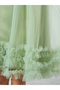 Girls Bow Tie Ruffle Hem Mesh Party Dress - 4